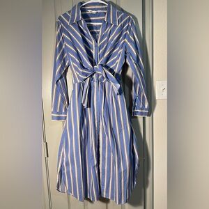 Chic Striped Shirt Dress with Tie Waist